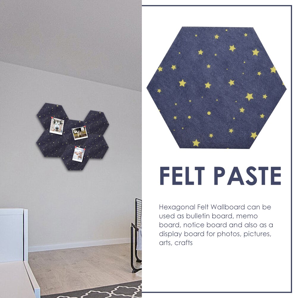 Tablero de fieltro hexagonal de 2 piezas, tablón de anuncios de pared artesanal, autoadhesivo, tablero de mensajes