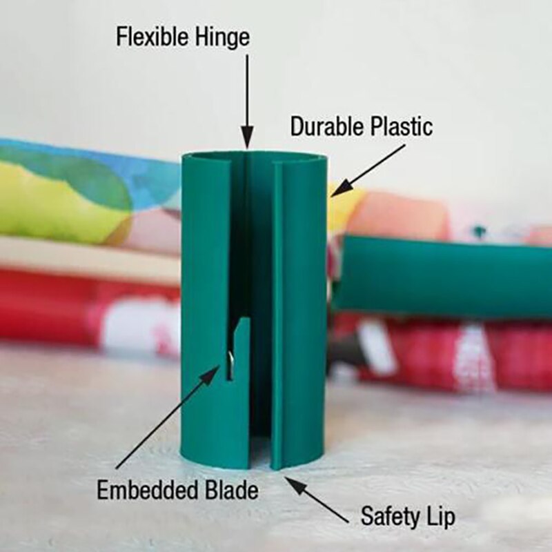 Safe Sliding Wrapping Paper Cutter Quick Seconds Wrap Papers Roll Cuting Tools Craft Cutting Cylinder Packaging Material Storage