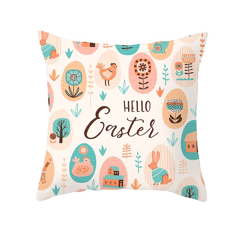 Kids Kussen Print Pasen Leuke Konijn Print Kussen 45*45Cm Case Polyester Sofa Auto Kussen Cover Home Decor funda Rechthoekige: 11