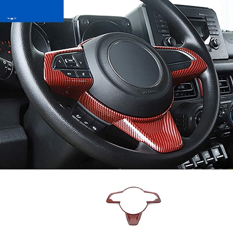 for Suzuki Jimny Car Carbon Fiber Steering Wheel Panel Decoration Cover Trim Frame Sticker Accessories