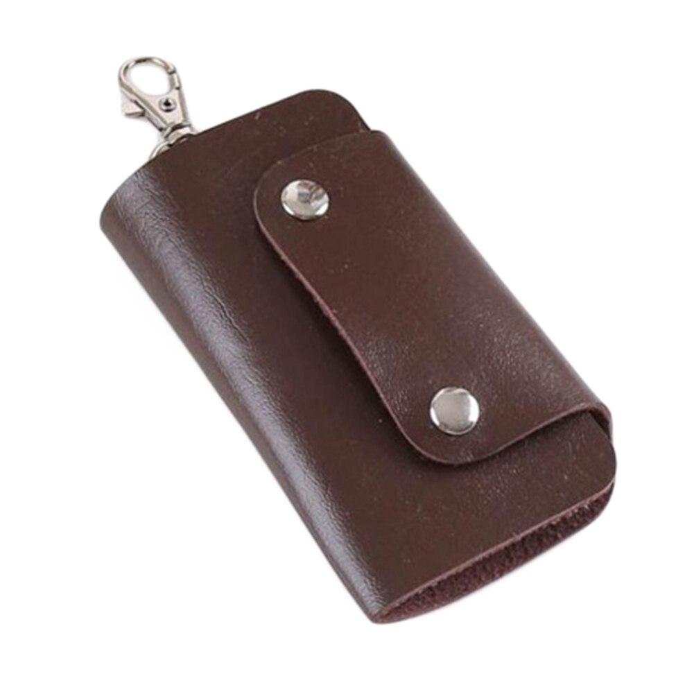 Funda organizadora de llaves de cuero, porta llavero, bolsa de botón magnética, funda de llave de coche, , porta llaves: Marrón