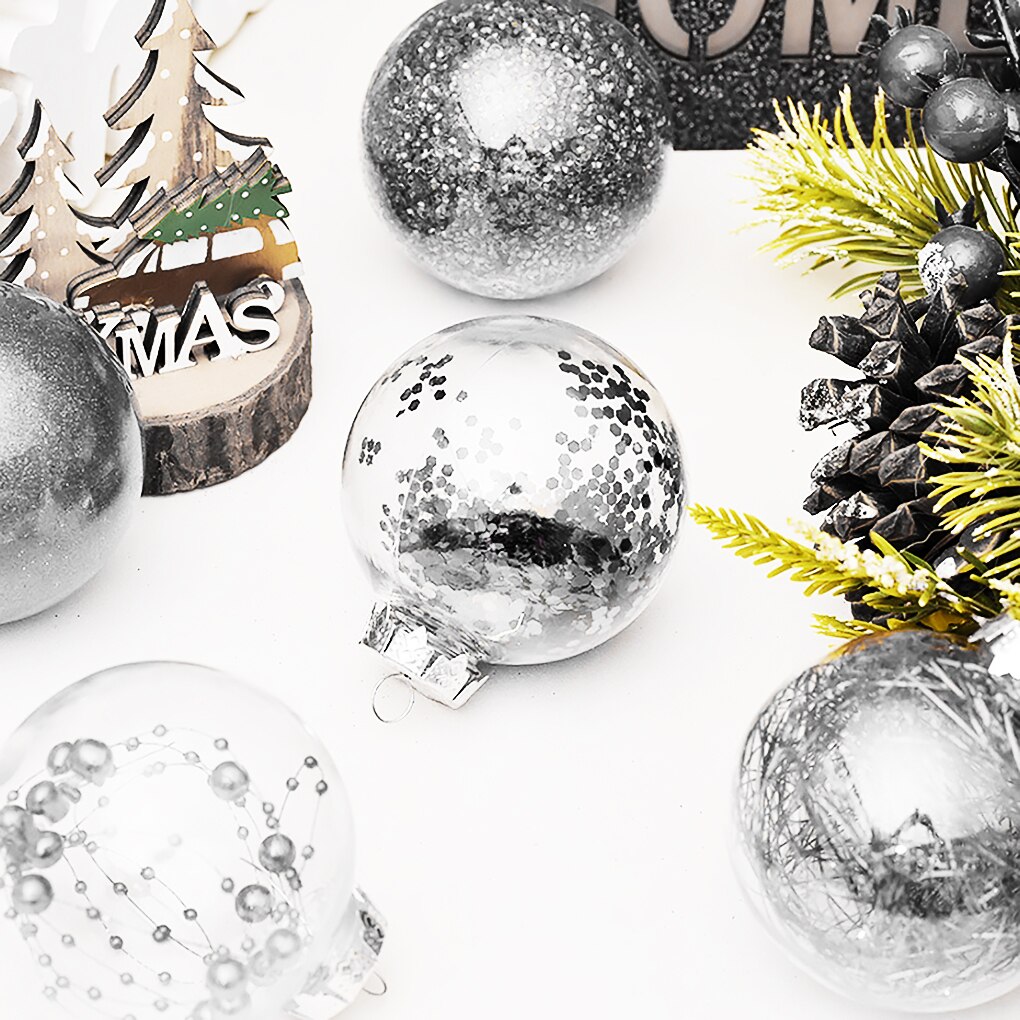 30 stk 60mm julekule gjennomsiktig juletrepynt kombinasjon hengende navidad jul hjemmefest diy dekorasjonsartikler