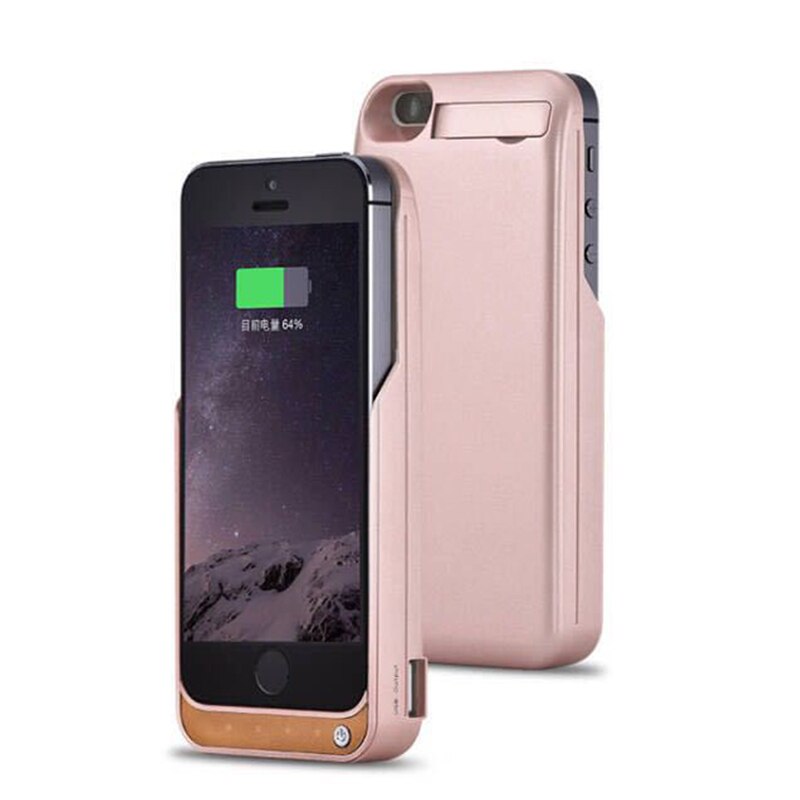 Coque de batterie externe 4200mAH, étui de chargeur de secours pour iPhone 5 5s SE: Rosy Gold