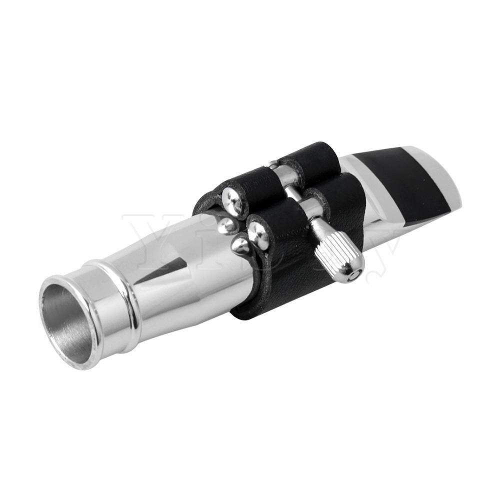 Yibuy argent plaqué or Jazz ténor Saxophone embouchure avec pince en cuir 9 #