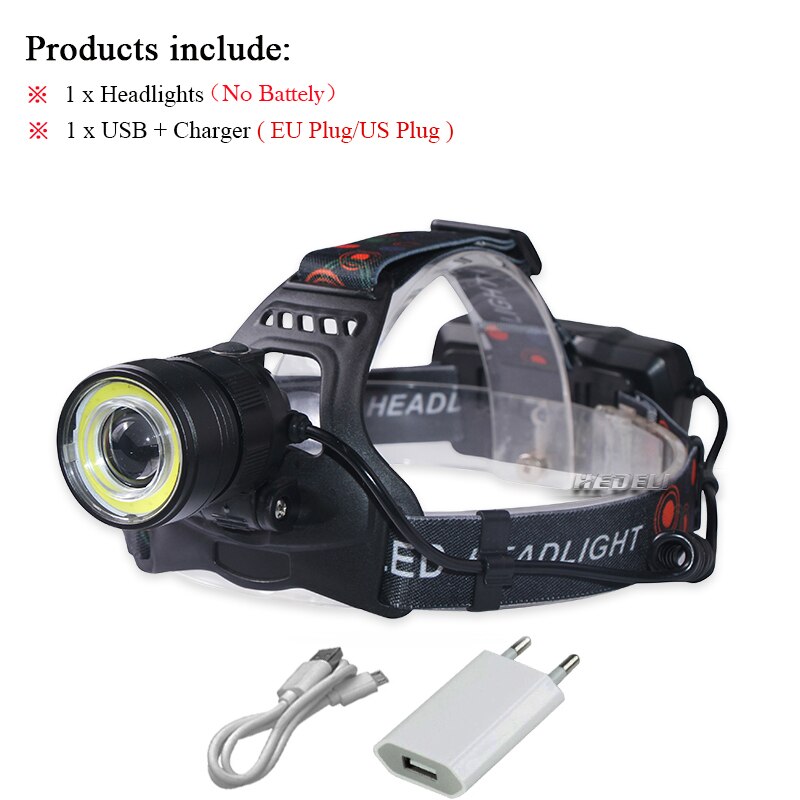 powerful Led head lamp xhp70 rechargeable led headlamp xhp 50 cob t6 head torch flashlight 18650 battery waterproof headlight: DHT434H1