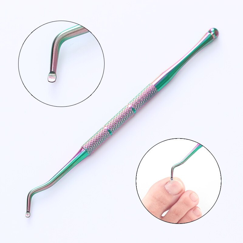 Geboren Pretty Nail Art Cuticle Pusher Regenboog Nail Cutter Tweezer Nipper Clipper Dode Huid Remover Tweezer Nail Art Tool: Titanium