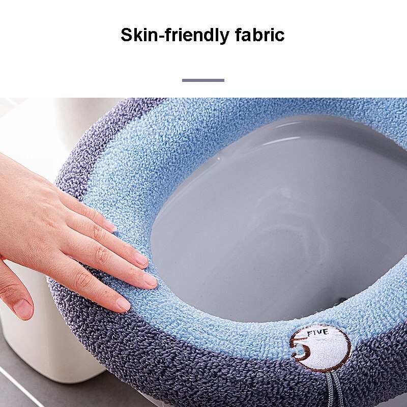 Comfortabele Borduren Badkamer Toilet Seat Cover Winter Wc Cover Huishoudelijke Closestool Mat Seat Case Deksel Deksel
