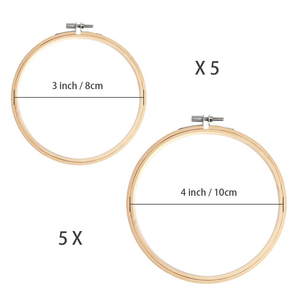 Abkm 10 pieinch og 4 inch artembroidery bøjler bambus cirkel korssting hoop ring til julepynt håndværk hance 3