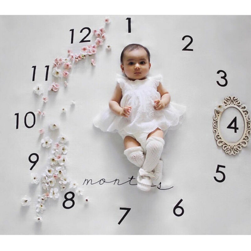 Nyfödd baby filt spädbarn baby milstolpe fotografi prop månatliga blommor nummer foto prop bakgrundsduk foto tillbehör