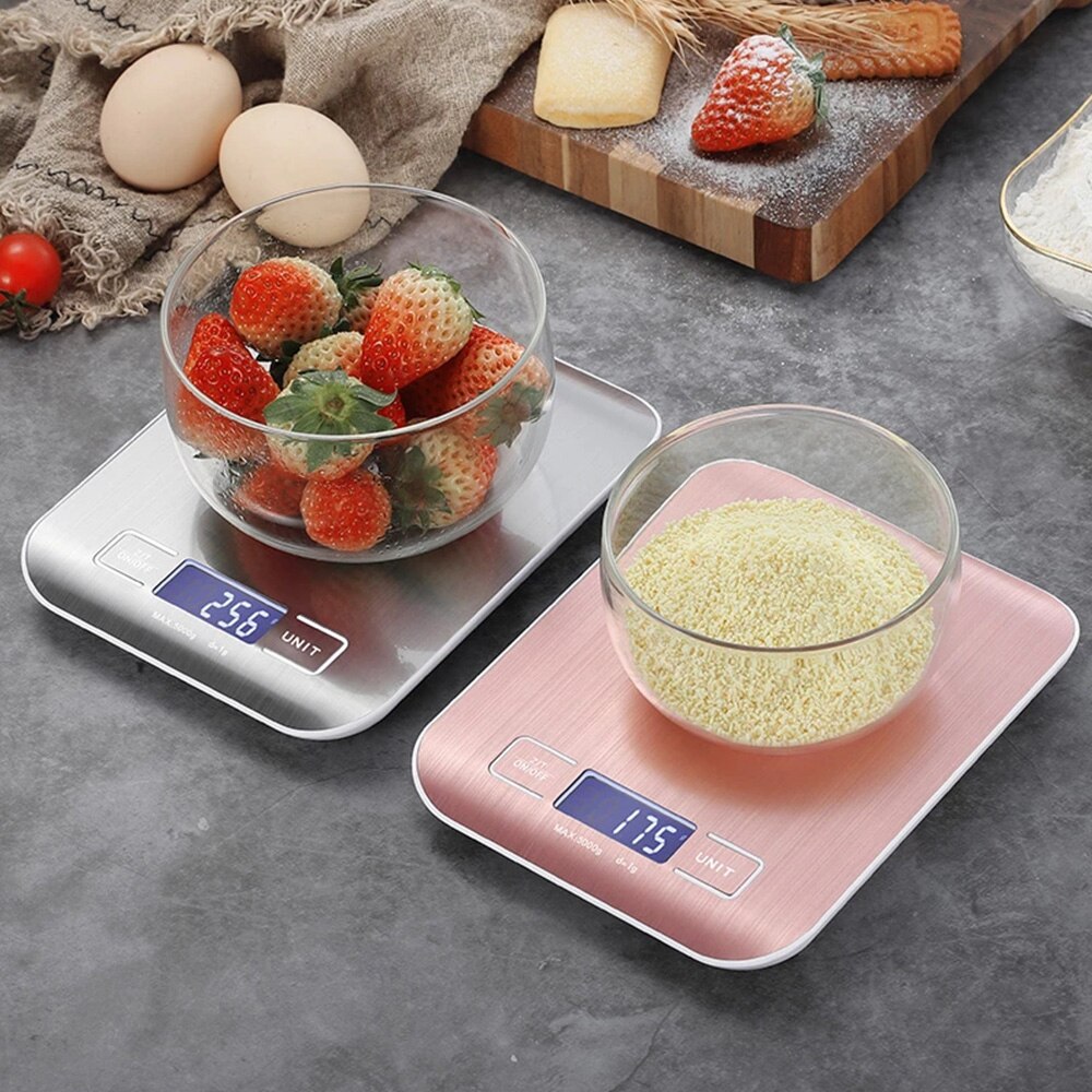 Báscula Digital de cocina para el hogar, balanza electrónica de acero inoxidable, herramientas de medición de peso g/kg/lb/oz/ml