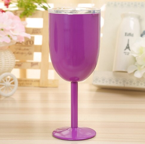 Wowshine Free shippinh Stainless Steel wine glasses 1pc 10oz vacuum double layer cocktail glass wine cooler adorable colors: Navy Blue