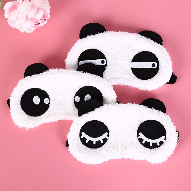 1Pc Cartoon Panda Ontspannen Ijs Of Warm Kompres Slaapmasker Slapen Masker Zwart Masker Bandage Op Ogen Voor Slapen