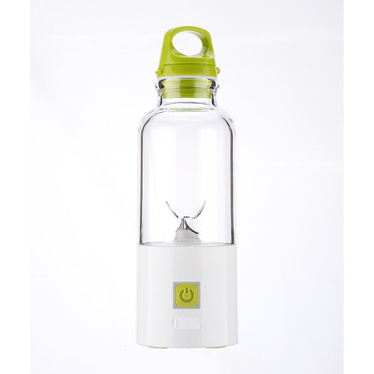 4- blader 500ml elektrisk appelsin sitron juicer kopp bærbar blender frukt grønnsak juice mixer flaske usb oppladbar: Lysegrønn