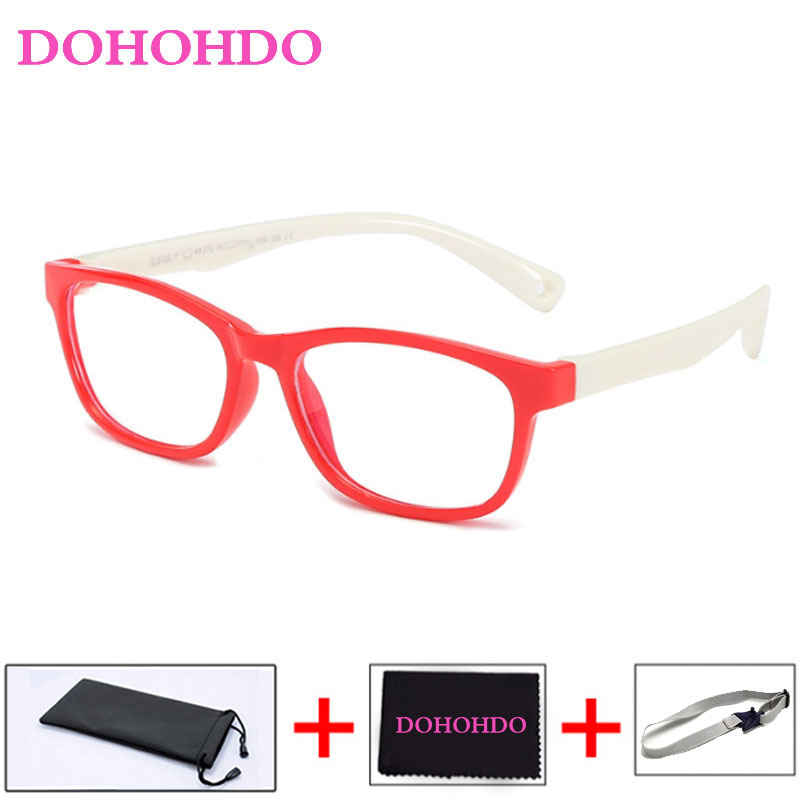 Dohohdo børn optisk brillestel barn dreng pige nærsynethed receptpligtig brillestel briller brillestel oculos de sol: Rød hvid