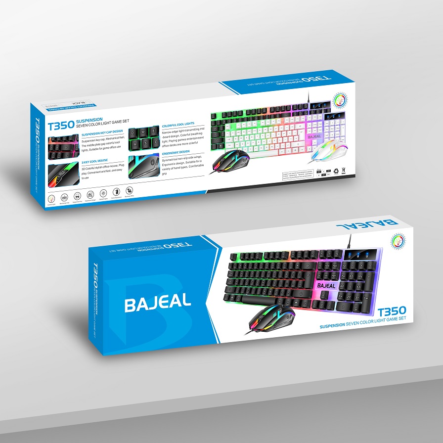 BAJEAL T350 104 Keys USB Interface Backlight Keyboard And Mouse Gaming Combo For Office Home Gamer