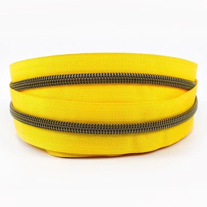 Cremallera de nailon con dientes de bronce, cinta colorida, cremalleras abiertas, Kit de reparación de ropa, accesorios de costura DIY, 5/10/20/30/50M, 5 #: Cobre envejecido / Opción 5