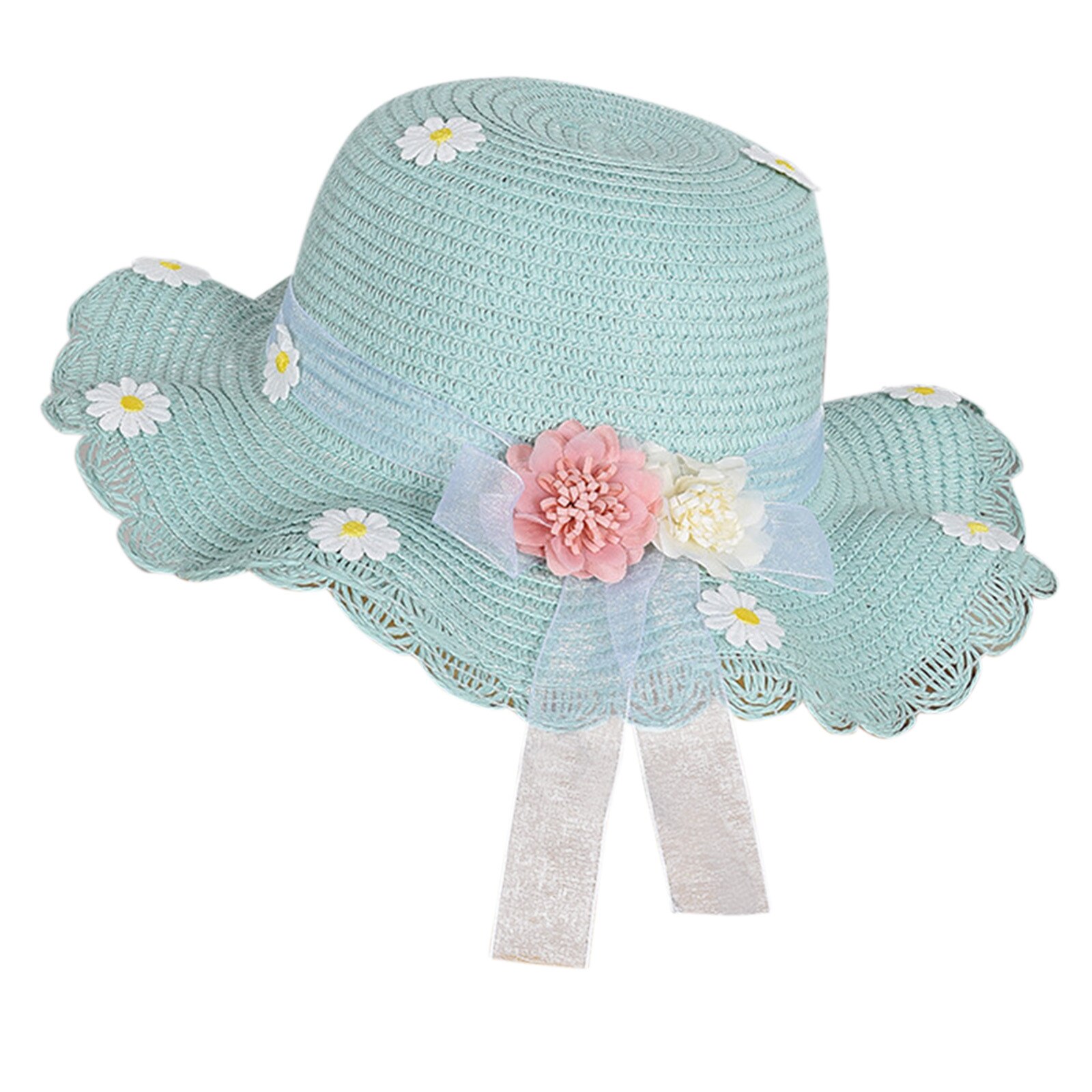 Moda Estiva Bambini Cappello Di Paglia Bambino Bambini Neonata Cappello Traspirante Floreale Bambini Strache Secchio Cappello Ca