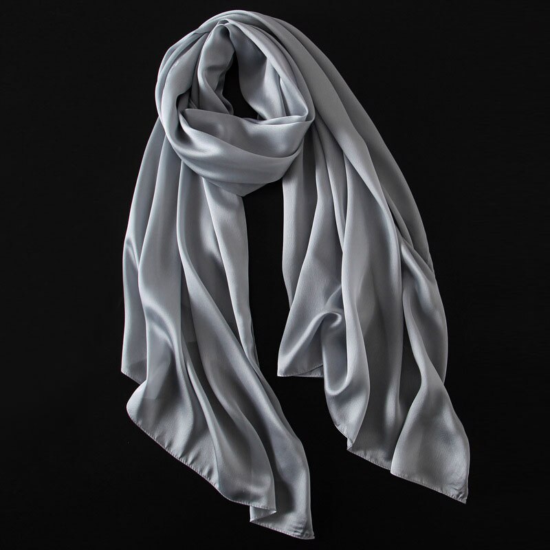[aetrends] 12 enfärgade scarf siden filt scarf dam scarves z -3060: Grå