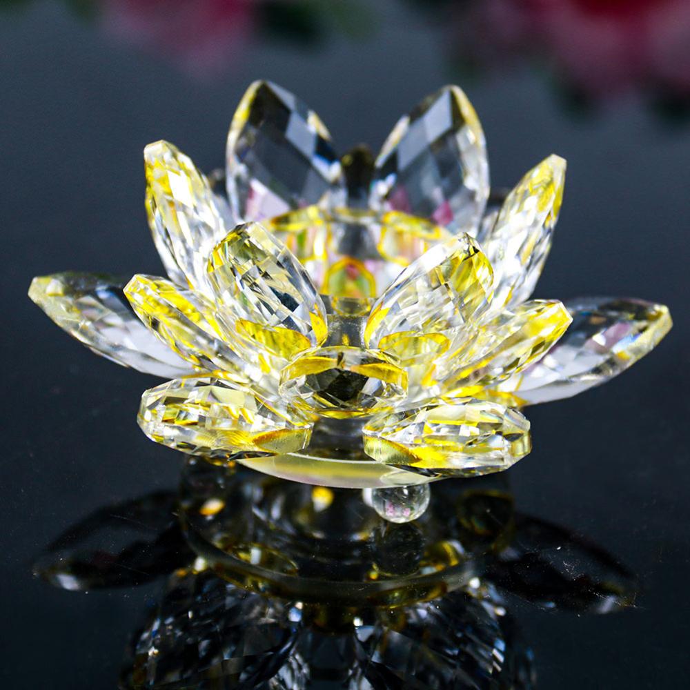 Klassisk faux krystal farverig lotus blomst lysestage bryllup middag dekoration krystal glas lysestage fest hjem indretning: 02