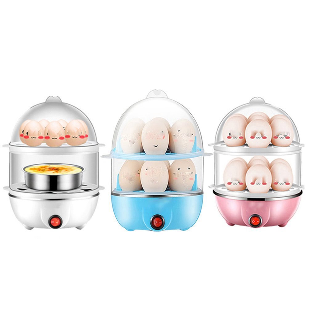 Hervidor de huevos eléctrico de doble capa, olla pequeña para cocinar huevos, tortilla codificada con apagado automático para conveniencia de cocina