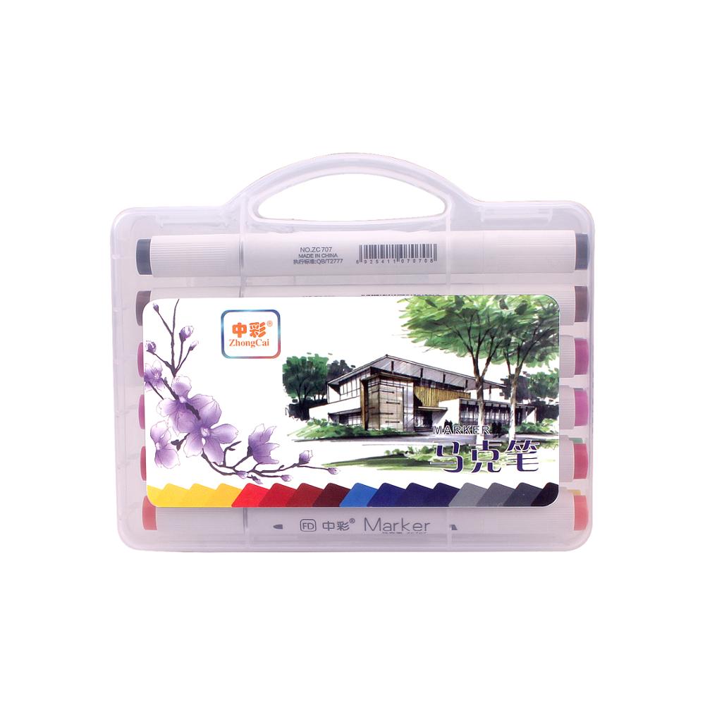 12 Colours Dual Tips Permanent Marker Pens Art Markers for Drawing Sketching Highlighting and Underlining