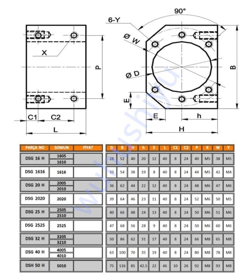 3pcs/lot 1605 ball nut housing bracket holder aluminium for 16mm ball screw SFU1605 SFU1604 SFU1610 CNC parts