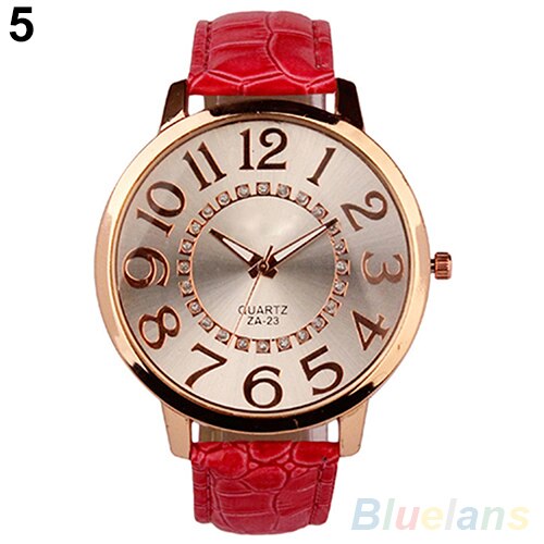 Mężczyźni kobiety duże cyfry arabskie kryształ górski Faux Skórzany kwarc analogowy zegarek na rękę sukienka damska zegarki prezent luksus