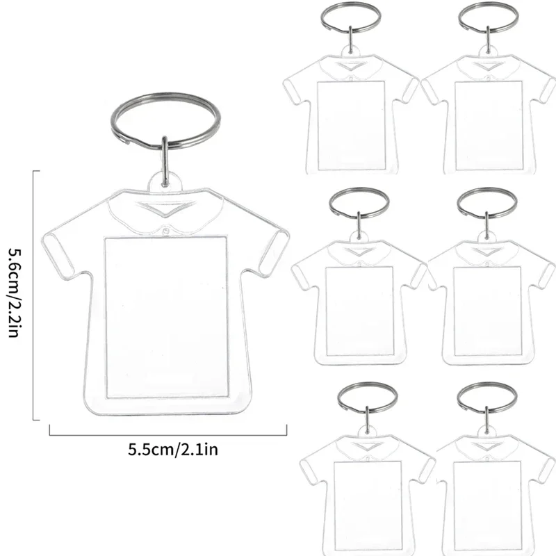 5/50 Stück transparenter Fotorahmen-Schlüsselanhänger, Quasten, schnappen-in, individueller Einsatz, Foto-Acryl-Rohling-Schlüsselanhänger, klarer leerer Bild-Anhänger: Grün / Blau