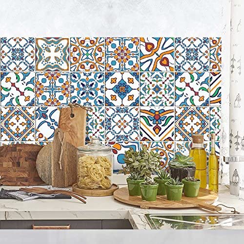 Paquete de 72 azulejos de tamaño 10x10 cm-hecho en Italia-para baño y cocina de pegatinas-Cascais