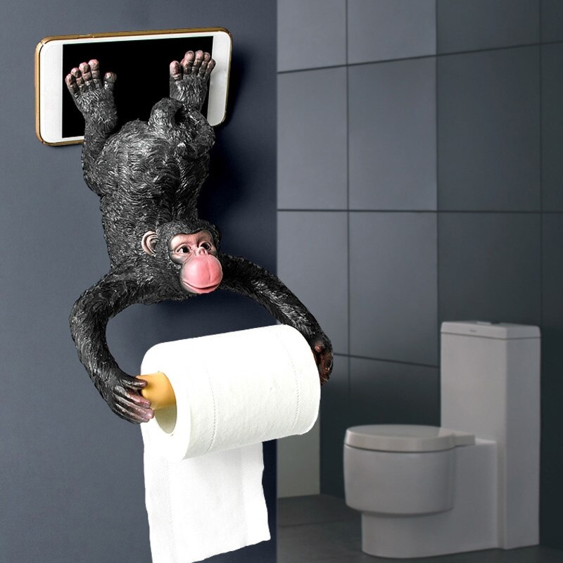 Lovely Bathroom Tissue Holder Roll holder Funny Monkey Toilet Paper Rack Resin Waterproof Wall Hanging