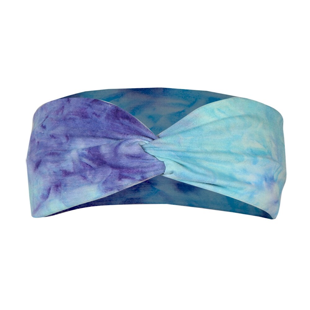 1pc tie dye elastiska huvudskydd cykling yoga sport svett pannband för män kvinnor yoga hår band huvud svett band sport säkerhet: Sjöblått