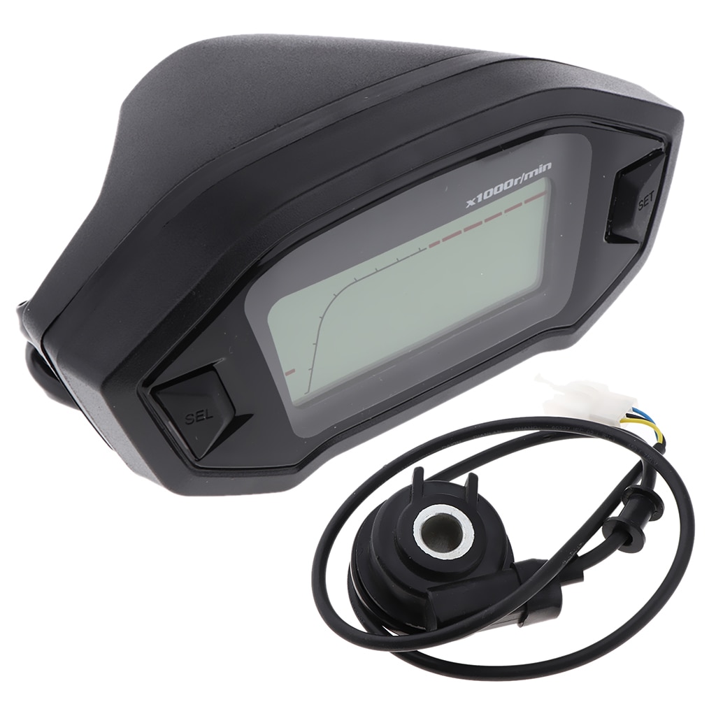 Universal LCD Motorcycle Speedometer Odometer RPM Speed Fuel Gauge 199 Kph Mph