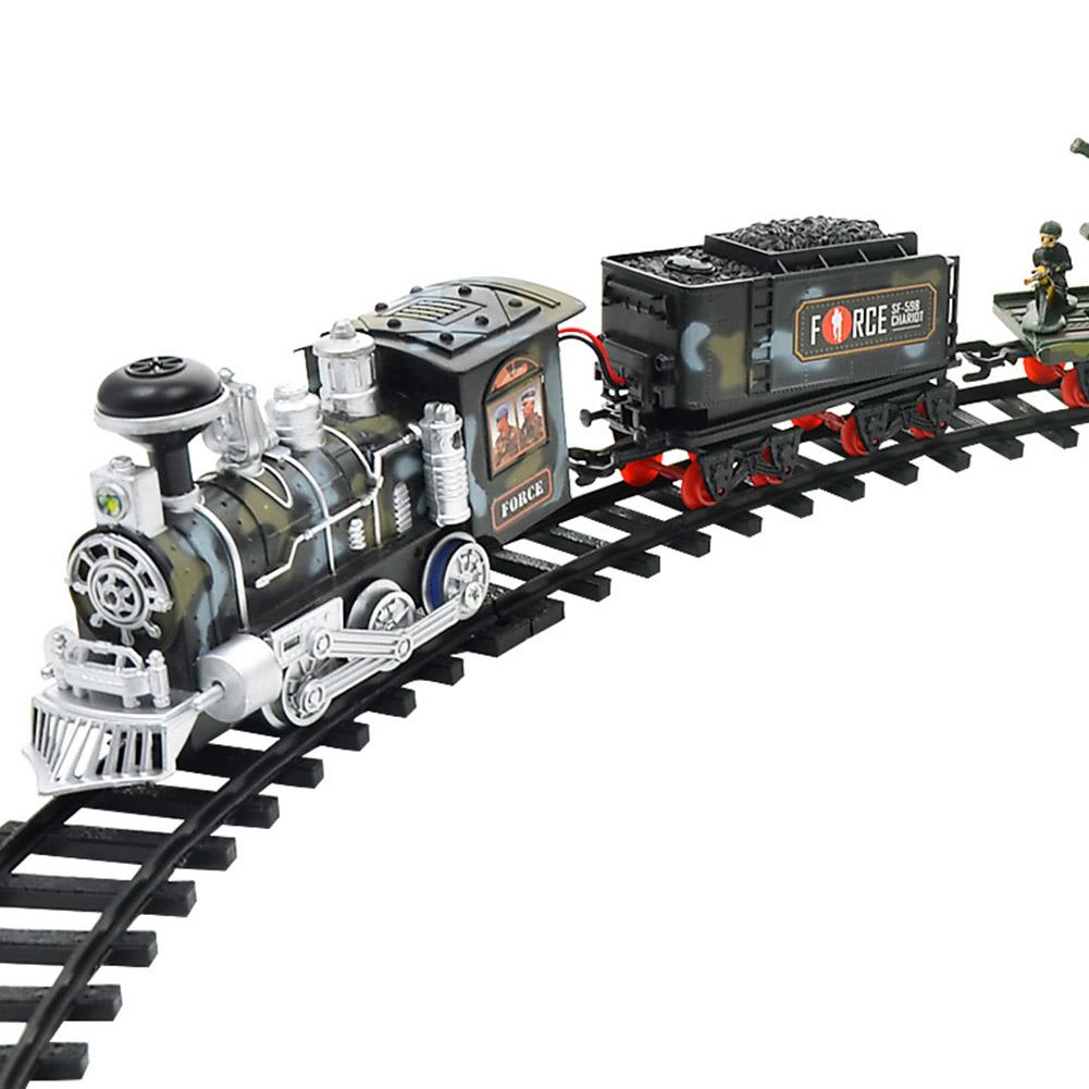 Trein Sets Oplaadbare Classic Stoomtrein Speelgoed Set Elektrische Rook Afstandsbediening Track Voor Kinderen Speelgoed Set X Mas: green