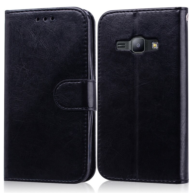 Leather Flip Case Voor Samsung Galaxy J1 Zachte Tpu Telefoon Geval Voor Samsung J1 J120 J120F/Ds flip Case Voor Samsung J1: Black