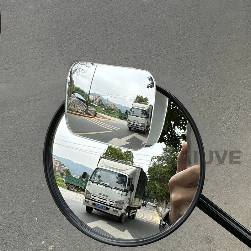 Espejo retrovisor para punto ciego de coche y motocicleta, espejo redondo pequeño ajustable gran angular 360 ° Retrovisor auxiliar inverso de rotación