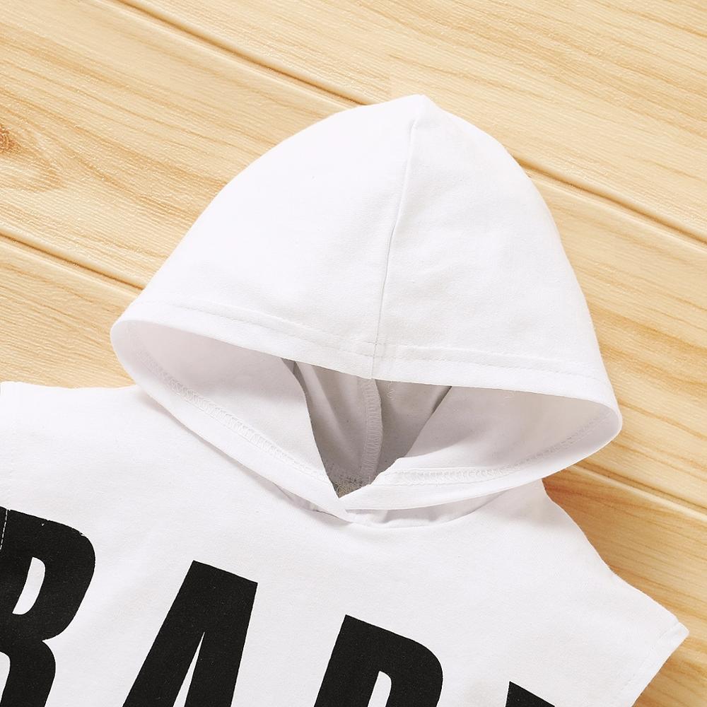Patpat Zomer Baby Stijlvolle Brief Afdrukken Hooded Jumpsuits Voor Baby Jongen Een Stukken Jumpsuits Kleding