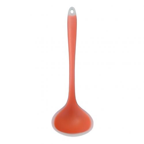 Silicone Nonstick Anti Translucent Handle Soup Spoons Kitchen Cooking Tools: Orange