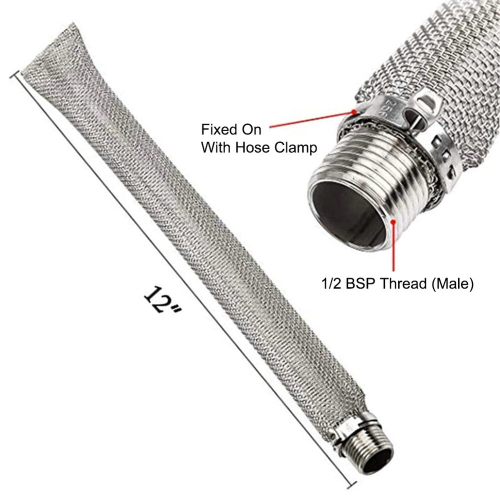 12 " rostfritt stål bazookaskärm 1/2 " npt för hembryggd ölkokare eller mäsktunna/nätfilter för hembryggning