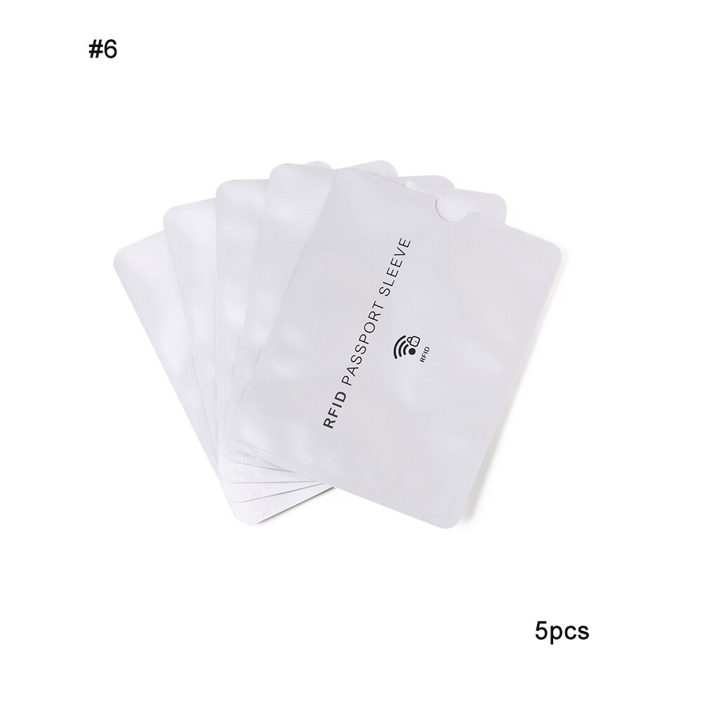 Lot de 5 protections de cartes bancaires anti-démagnétisation en aluminium, sac de protection rfid, brosse antivol nfc, porte-cartes d'identité, bureau: 6