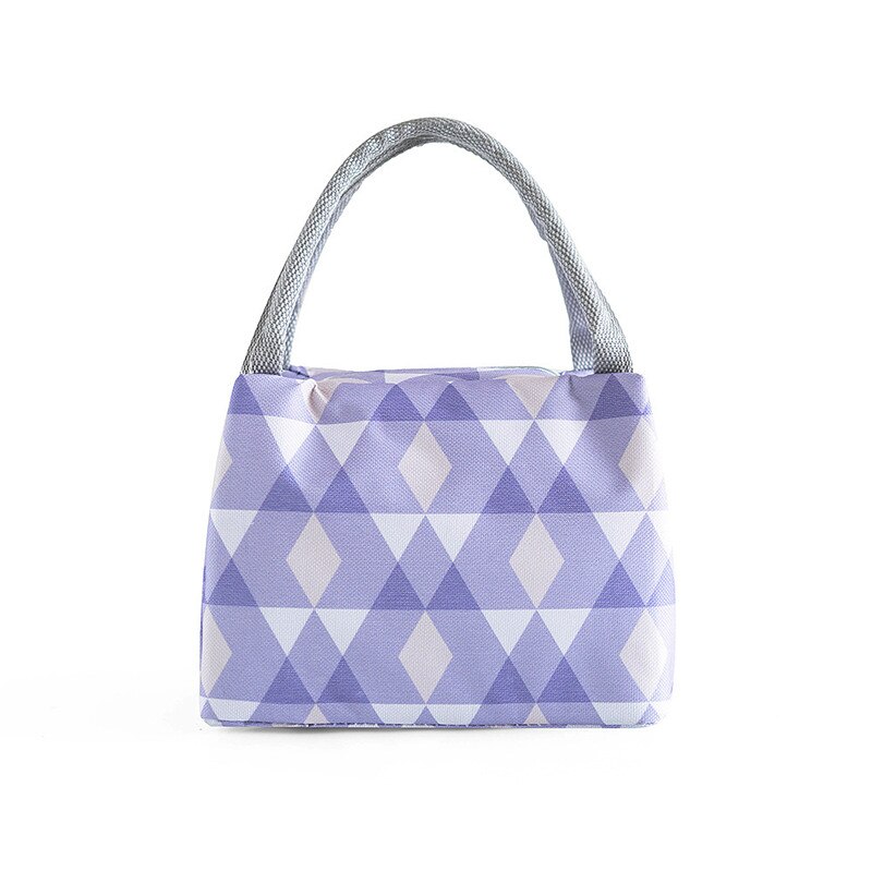 Purdored 1 Pc Verse Lunch Tas Geometrie Voedsel Picknick Koeltas Geïsoleerde Lunch Zakken Draagbare Student Kids Picknick Fruit Snack tas: purple