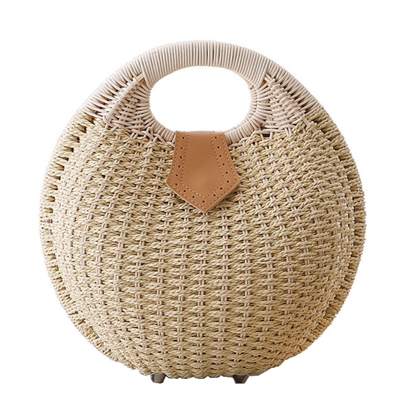 Summer Beach Bag Straw Bag Shell Shaped For Ladies Women's Handbags Handmade Bohemian Bali Rattan Handbags Women Purse