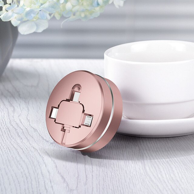 Cafele 3 in 1 USB Kabel Typ C Micro USB C Kabel für iPhone Ladegerät Versenkbare Ladekabel für iPhone huawei Xiaomi Daten Sync: Rose gold