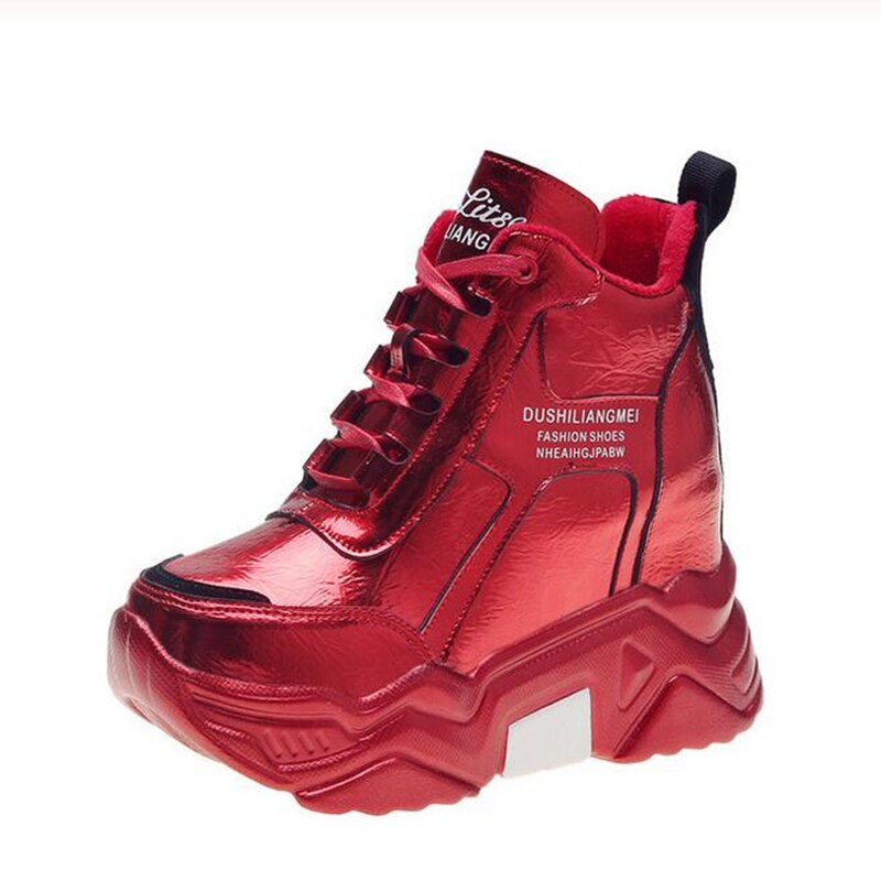 Chunky platform udendørs sneakers kvinder vinter varme super høje hæle casual sko kvinde højde stigende støvle mujer: 2 / 6.5