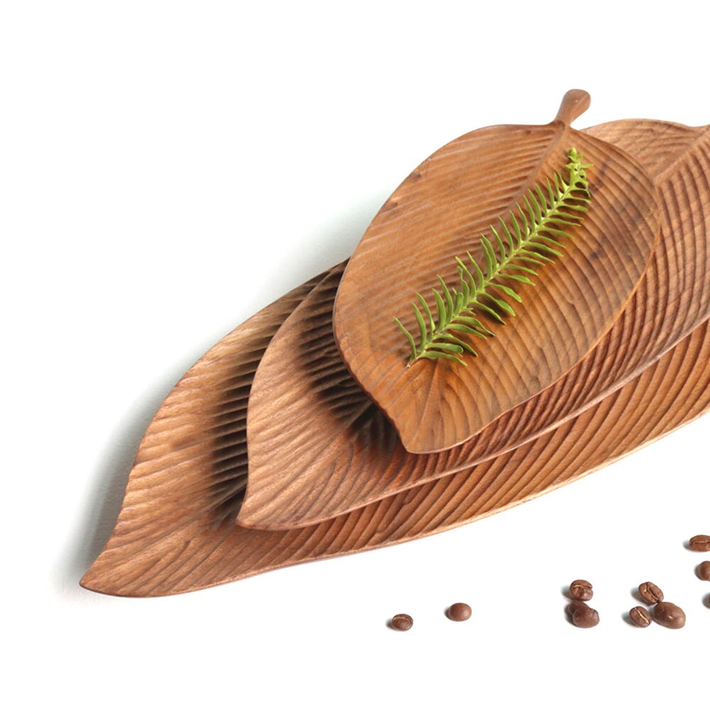 Black Walnut Plate Leaf Pattern Snack Plate Log Saucer Tea Tray Wood Tableware Irregular Shape Storage Trays