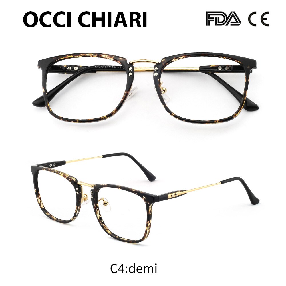 Korean Eye Glasses Frame Clear Lens Optical Eyeglasses Black Blue Eyewear Frames Spectacle for Men OCCI CHIARI OC2002: c4 demi