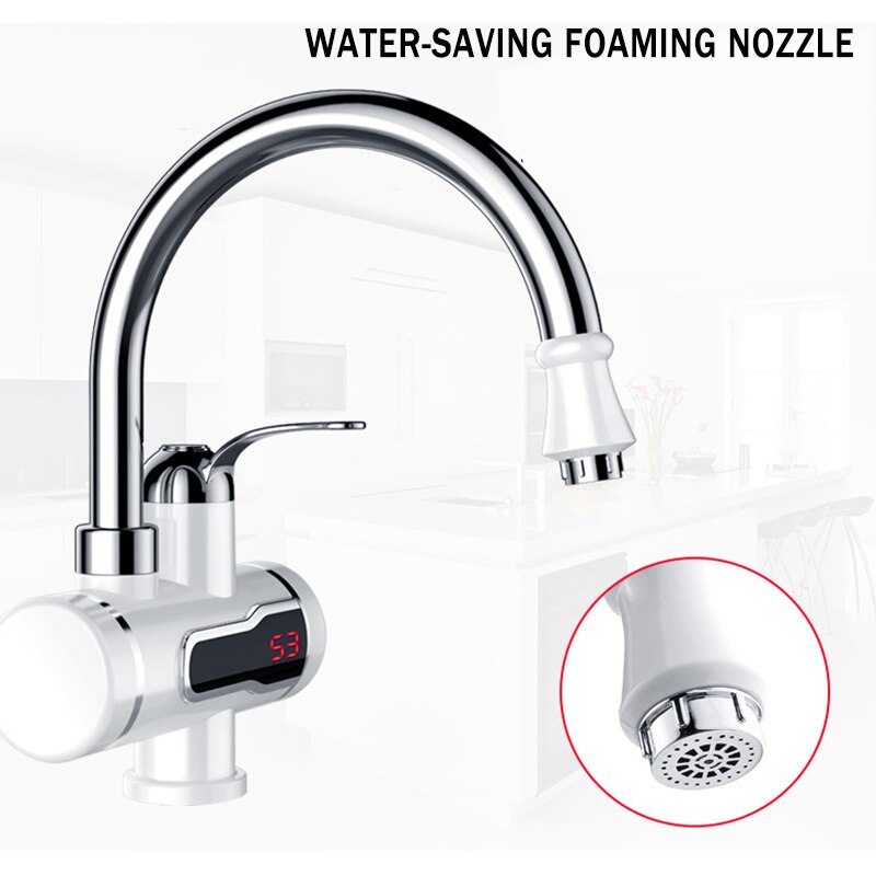 Instant Tankless Electric Faucet Tap Water Heater Kitchen Electric Water Heater with Temperature Display Leakage Protector