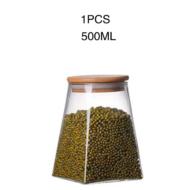 Kitchen storage box food Heat resistant glass storage can snack can high borosilicate glass can dry fruit tea storage Box: 500ML 1PCS