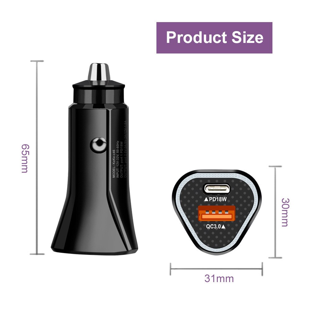 GYSO USB Car Charger Quick Charge 4.0 QC4.0 QC3.0 QC SCP PD Type C 18W Fast Car USB Charger For iPhone 13 SAMSUNG Mobile Phone