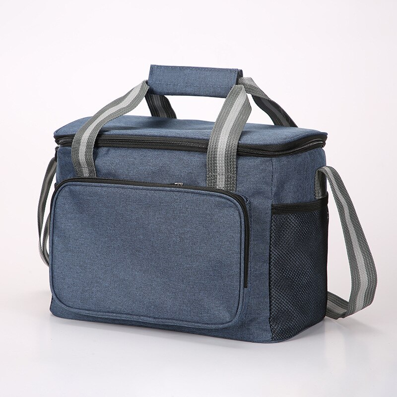 Large Insulated Lunch Box Bag Leak-proof Cooler Bag Lunch Tote for Men Women Picnic Travel Waterproof Dinner Wine Bag Cooler Box: Blue(31X23CM)