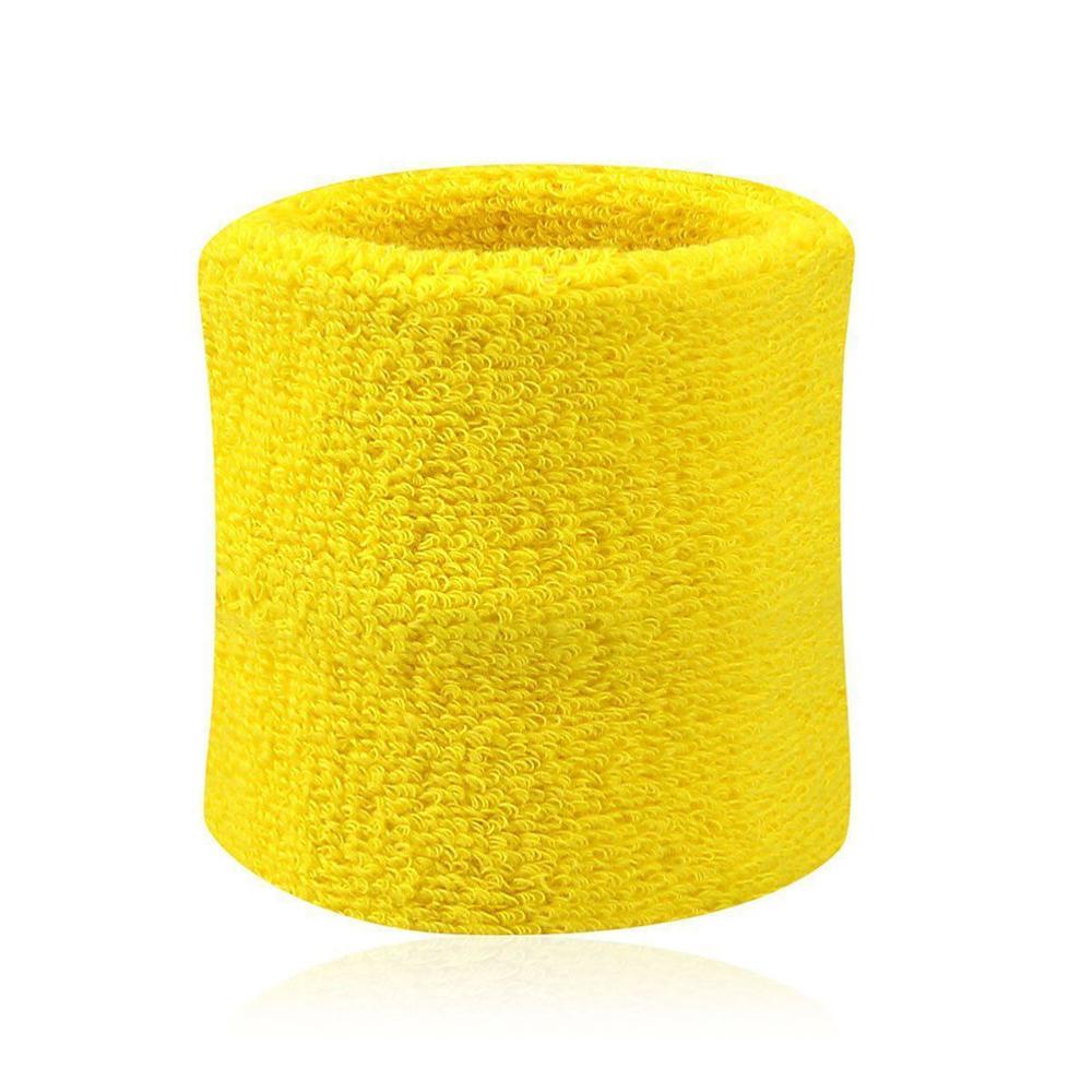 Colorful Cotton Unisex Sport Sweatband Wristband Wrist Protector 2PCS Running Badminton Basketball Brace Terry Cloth Sweat Band: Yellow